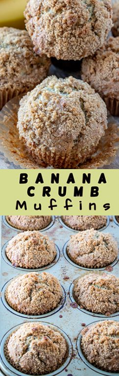 Easy Banana Crumb Muffins recipe: make these for a breakfast dish, snack, brunch dish to pass, Easter brunch recipe idea, dessert or just because! The crumb topping is amazing!