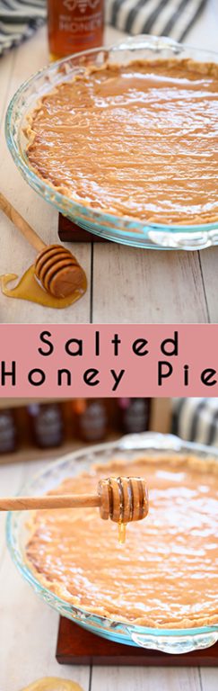 Very simple Salted Honey Pie recipe is an inviting sweet and salty flavored dessert with an irresistible custard filling, perfect flakey pie crust, and is absolutely delectable! Great for Easter!