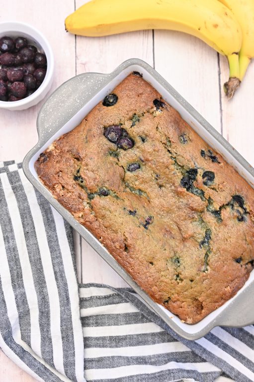 The best golden, moist Blueberry Banana Bread recipe is the perfect combination for a snack, brunch or breakfast! You will never need another banana bread recipe again!