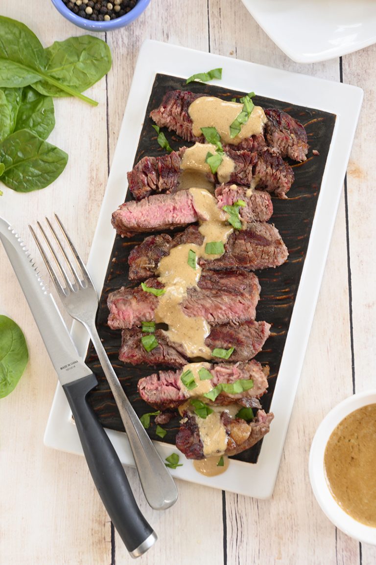 Grilled Ribeye Steak with Onion Blue Cheese Sauce Wishes and Dishes