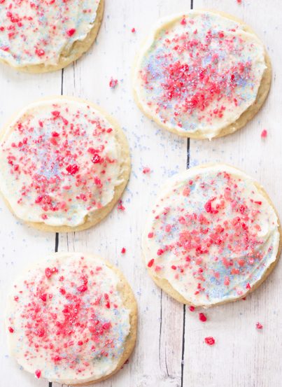Frosted Firecracker Pop Rocks Cookies are such a fun, festive dessert for kids for the 4th of July!