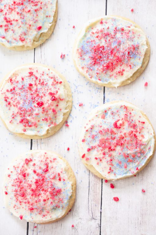 Frosted Firecracker Pop Rocks Cookies are such a fun, festive dessert for kids for the 4th of July!