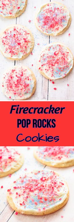 Frosted Firecracker Pop Rocks Cookies are such a fun, festive dessert for kids to make for the 4th of July!