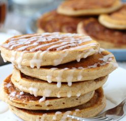 My cinnamon swirl pancake recipe is great! Cinnamon roll pumpkin pancakes make the perfect weekend breakfast! They are an excellent sweet treat and a great holiday breakfast.