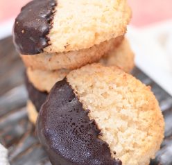 Italian Chocolate Dipped Coconut Macaroons have a sweet and chewy texture, dipped in sweet melted chocolate for the ultimate holiday dessert experience. This recipe is so simple for Christmas or any holiday!