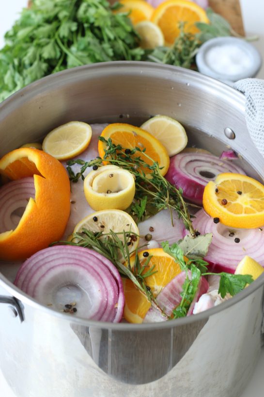 A top down view of the large pot we will need for brining a turkey! 