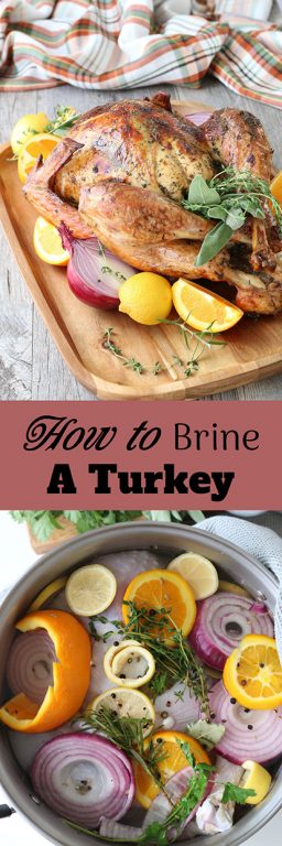 I’m going to show you how to brine a turkey, more importantly we are going to cover the recipe for turkey brine, how long to brine, and why brining a turkey will make it the best one you’ve ever eaten!