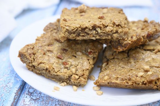 Simple Pecan Toffee Bars recipe would be fabulous on any dessert platter for the holidays or weeknight dessert idea. They also make for a perfect edible Christmas gift!