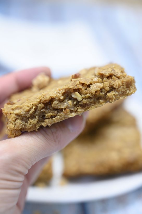 This easy Pecan Toffee Bars recipe would be fabulous on any dessert platter for the holidays or any occasion. They also make for a perfect edible Christmas gift!