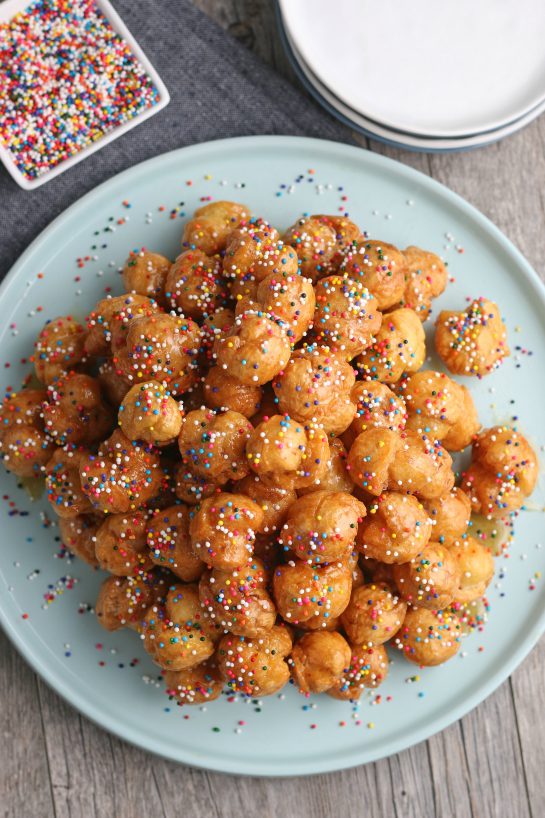 Another top down view of the finished Italian Honey balls, completed and ready to eat. 