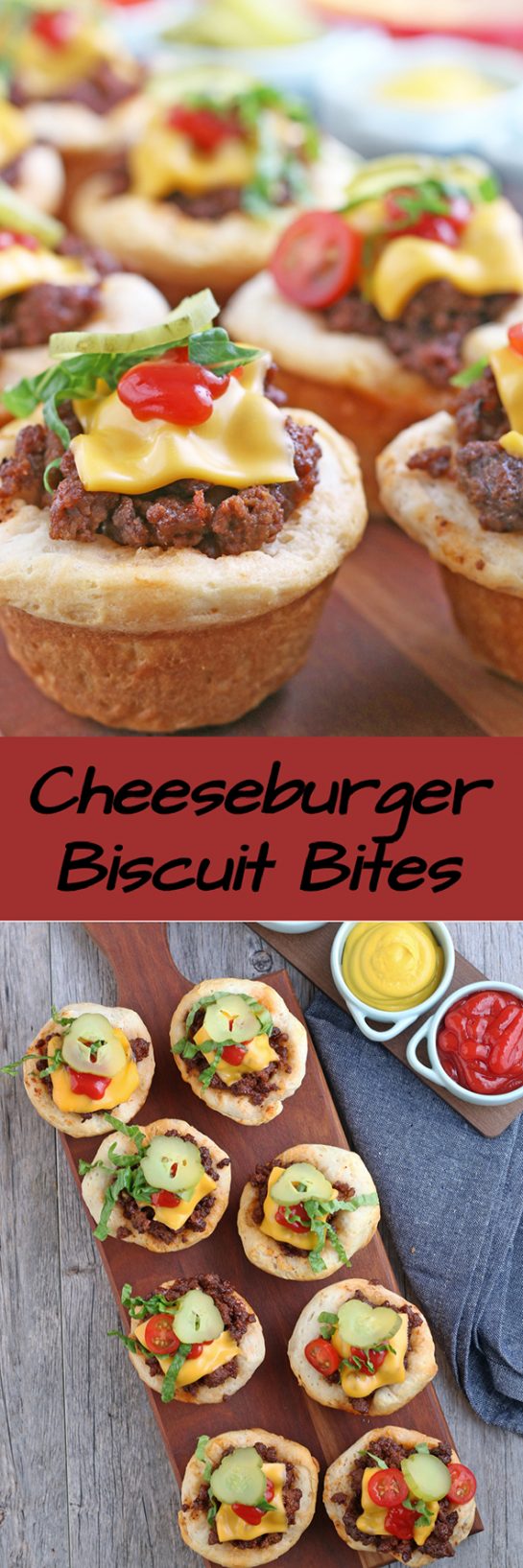 Cheeseburger biscuit bites are a family friendly dinner or appetizer for Super Bowl that can be ready in about 30 minutes. These cheeseburger cups are great for lunches too. They’re easy to make, tasty, and perfect for busy weeknight meals. 