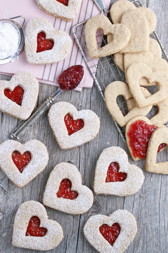 A top down view of the gorgeous heart shaped cookies ready to be shared and enjoyed.