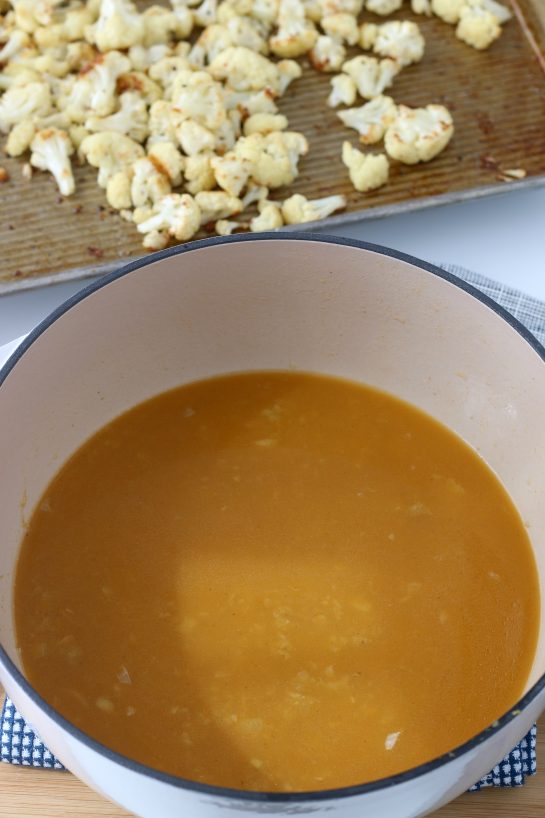 Making roasted cauliflower soup is easy with such a flavorful broth!