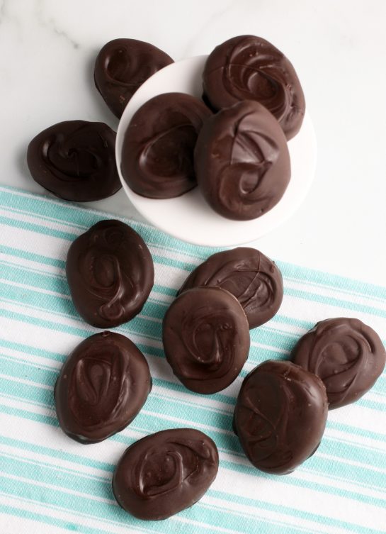 Another top down look at these delicious chocolate peanut butter eggs.