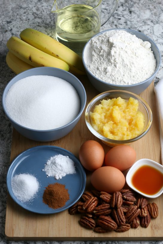 Ingredients needed to make the Homemade Hummingbird Cake