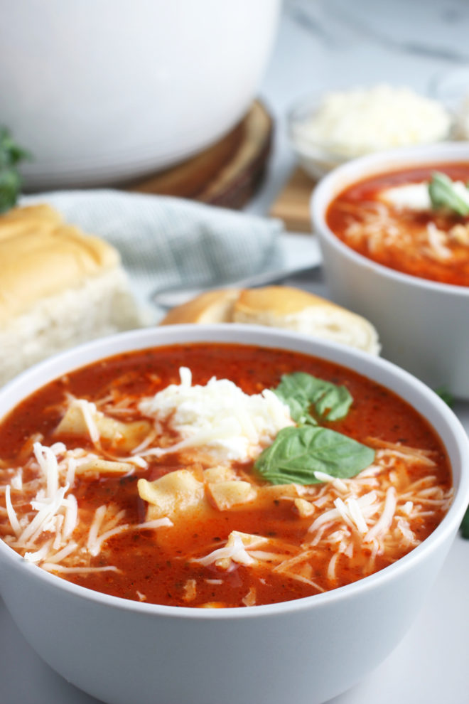 Cheesy Lasagna Soup | Wishes and Dishes