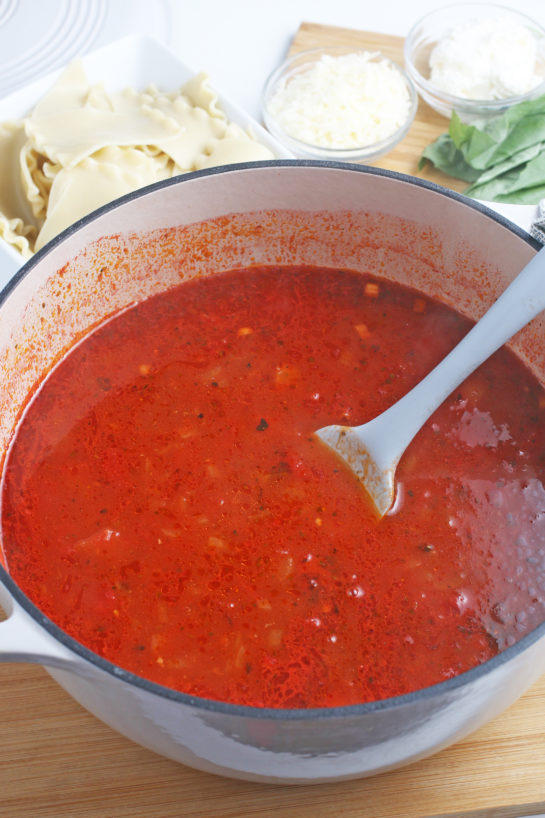 Stirring up the ingredients shows just how delicious this soup is as it comes together.