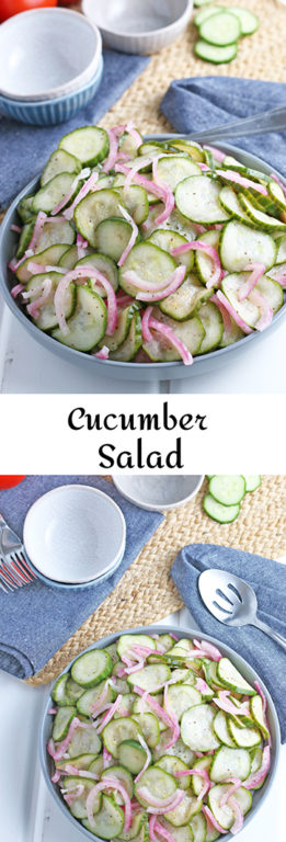 Cucumber Salad is refreshing, flavorful and an embarassingly easy side dish recipe to make for summer with your fresh cucumbers!