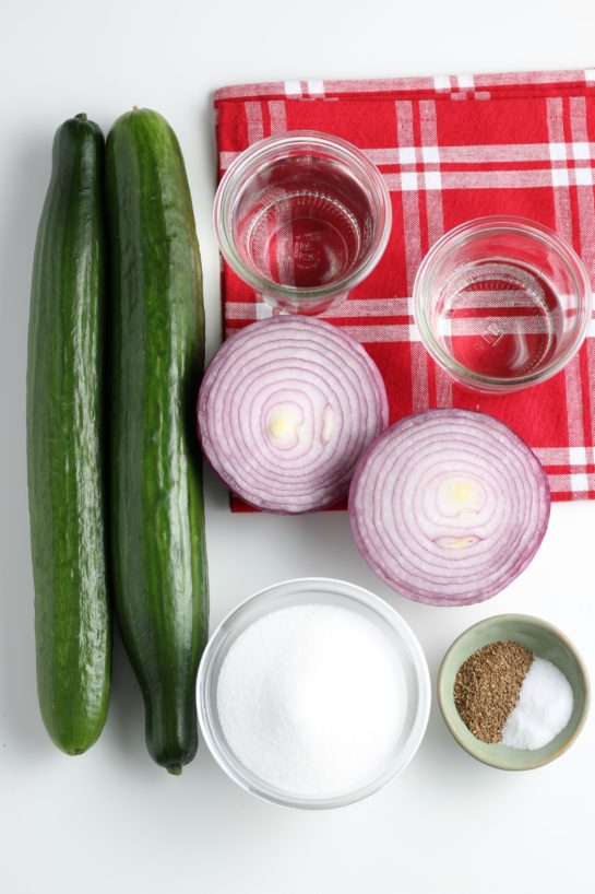 Ingredients needed to make Cucumber Salad