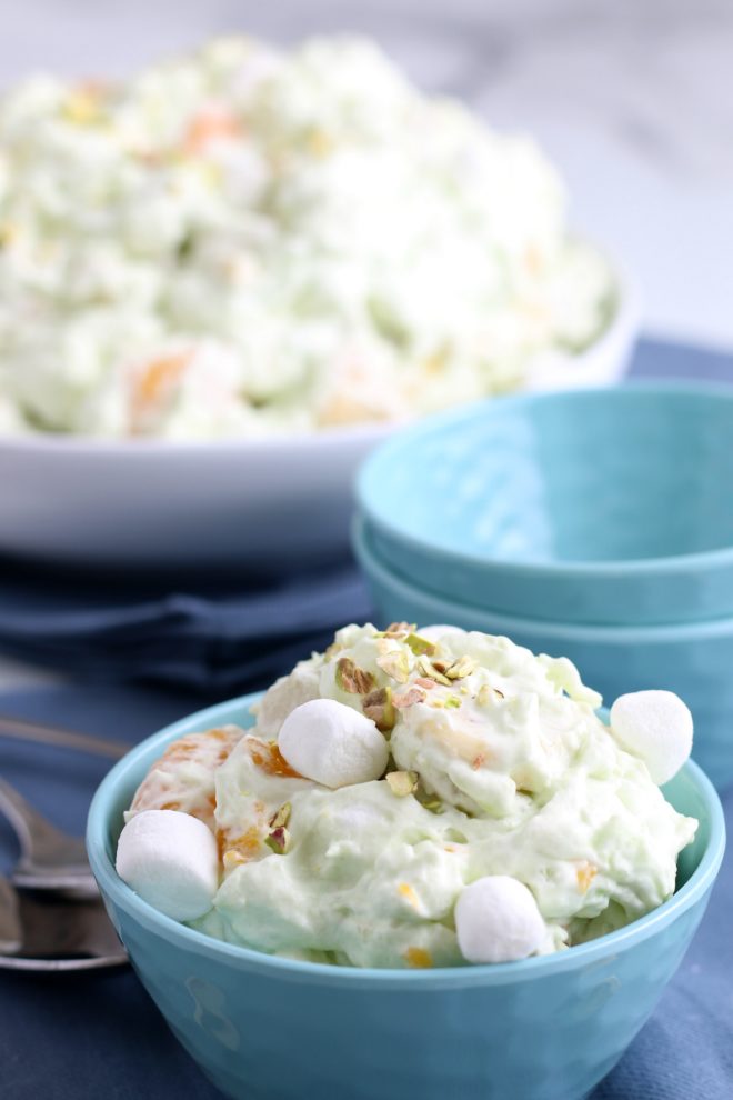 Fluff Fruit Pistachio Salad | Wishes and Dishes