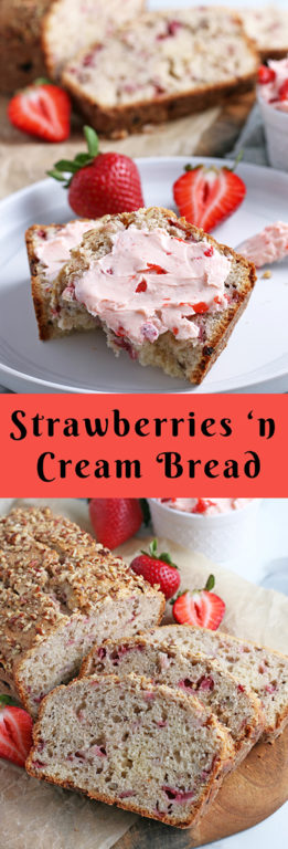 This ultra moist strawberry bread recipe is easy to make, quick, and simple. It’s a strawberry and cream bread that makes a great snack, breakfast, or dessert!