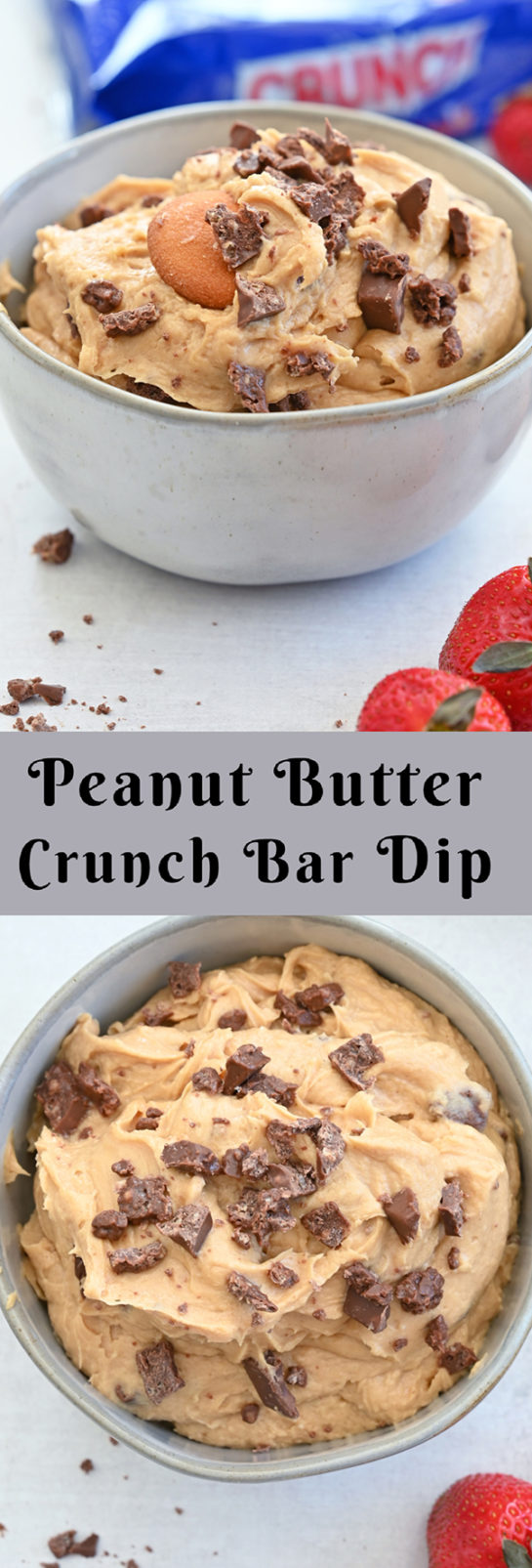 Indulgent, Easy Peanut Butter Crunch Bar Dip is a sweet dunkable dessert dip recipe that's perfect for parties and made in less than 10 minutes. Slice up an apple & dig in!