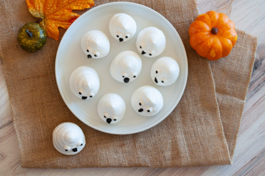 Overhead shot of the Halloween Boo Meringues recipe