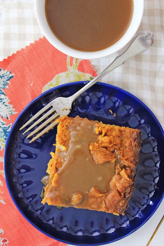 Crock Pot Pumpkin Bread Pudding recipe is so easy to make - just put it all in the Crock pot and let it cook. You can make this the night before, refrigerate, then drizzle it with warm caramel sauce before serving.