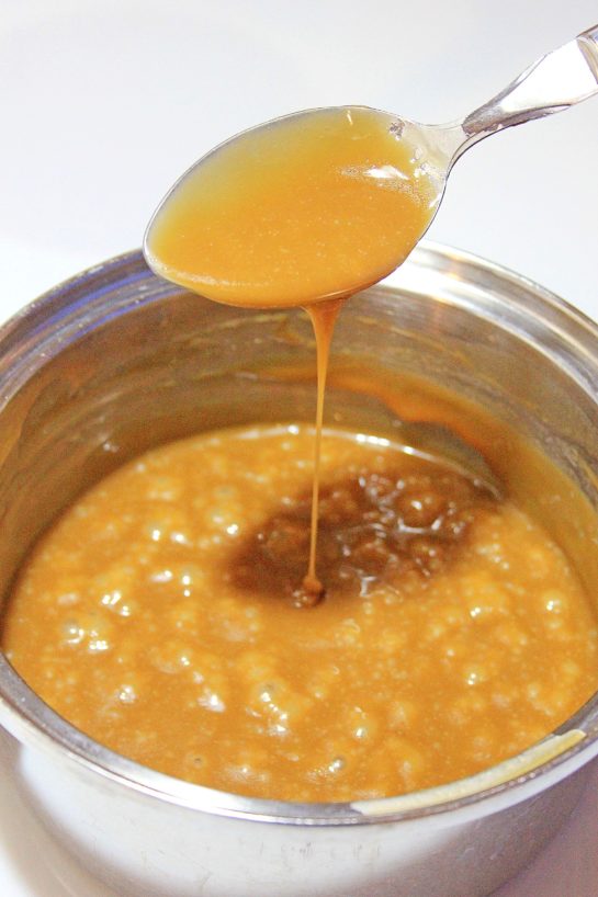 Making the wet ingredients for the crock pot pumpkin bread pudding