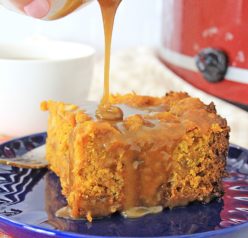 Crock Pot Pumpkin Bread Pudding recipe is so simple to make - just put it all in the Crock pot and let it cook. You can make this the night before, refrigerate, then drizzle it with warm caramel sauce before serving.