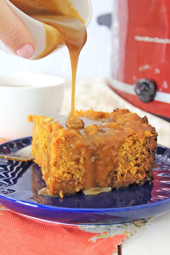 Crock Pot Pumpkin Bread Pudding recipe is so simple to make - just put it all in the Crock pot and let it cook. You can make this the night before, refrigerate, then drizzle it with warm caramel sauce before serving.