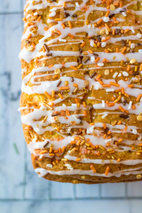 Fall Confetti Sweet Bread recipe is moist and flavorful. This breakfast or dessert bread is easy to make and doesn’t require a mixer - just a bowl, spatula and bread loaf pan. Nothing tastes more like fall than this quick bread!