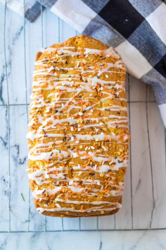 Fall Confetti Sweet Bread recipe is moist and flavorful. This breakfast or dessert bread is easy to make and doesn’t require a mixer - just a bowl, spatula and bread loaf pan. Nothing tastes more like fall!