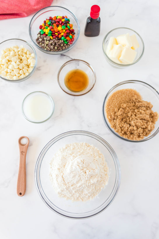 Ingredients needed for Edible Cookie Dough Bombs recipe