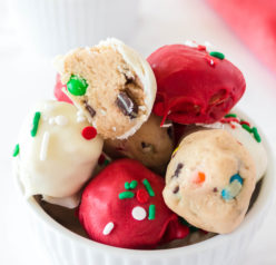 Easy Edible Cookie Dough Bombs recipe is outrageously good, made with no eggs, and especially perfect for Christmas dessert trays!