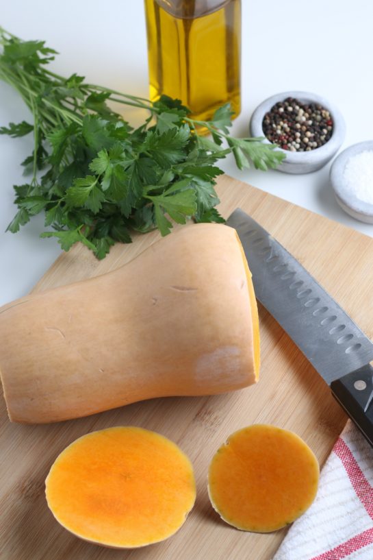 Ingredients needed to make the roasted butternut squash recipe