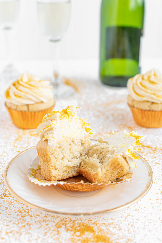 Close-up shot of the cup open Champagne Cupcakes recipe