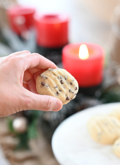 Fast and Easy Chocolate Chip Shortbread Cookies recipe are my favorite Christmas cookie recipe! These cookies are so tender, buttery and delicate! The chocolate chips are the perfect addition.