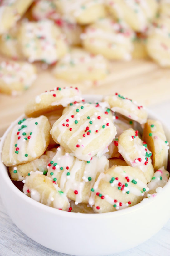 Bite-size soft and buttery Christmas Christmas Sugar Cookie Bites are one of my favorite Christmas desserts and a unique take on a classic frosted sugar cookie!