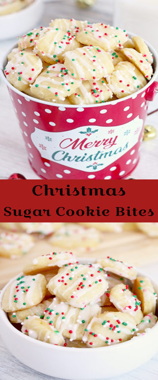 Quick and Easy Bite-size soft and buttery Christmas Christmas Sugar Cookie Bites are one of my favorite Christmas desserts and a unique take on the classic frosted sugar cookie!