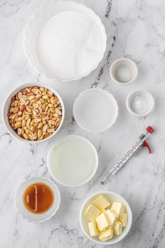 Ingredients needed to make the Microwave Peanut Brittle recipe