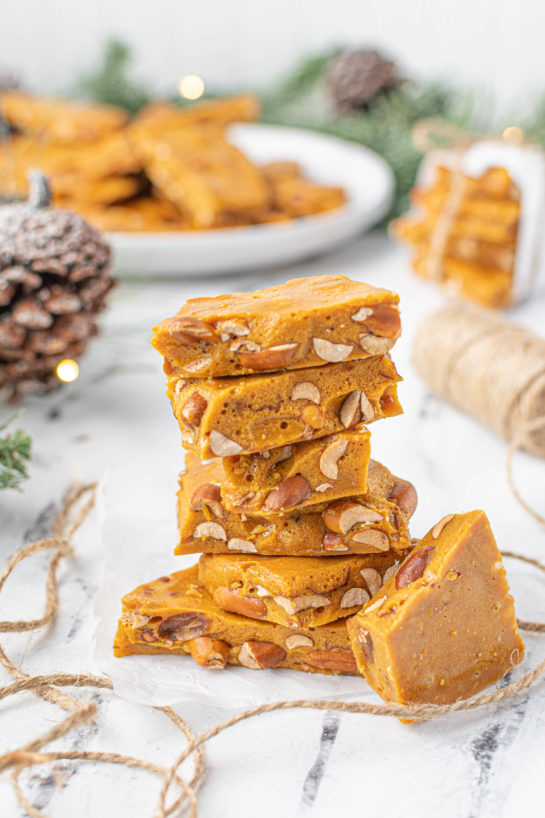 Golden brown Microwave Peanut Brittle recipe is the perfect sweet & salty treat for the holidays with the perfect crunch and sheen! A great edible gift for Christmas!