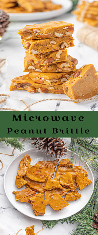 Easy, golden brown Microwave Peanut Brittle recipe is the perfect sweet & salty treat for the holidays with the perfect crunch and sheen! A great edible gift for Christmas!