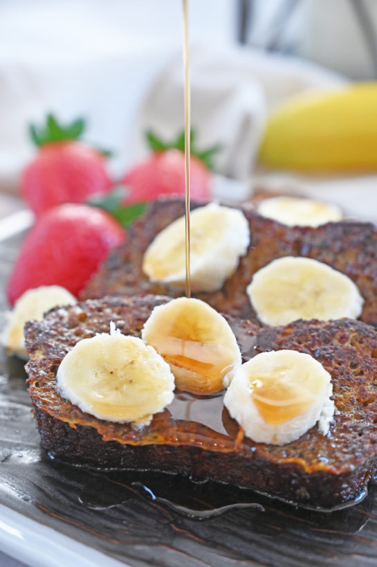 Easy Banana Bread French Toast recipe is a great breakfast or brunch for preparing ahead and it’s loaded with banana flavor! No need to wait for the weekend to enjoy French toast when you can cook up this irresistible banana breakfast!