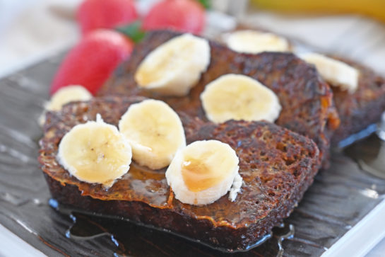 Easy Banana Bread French Toast recipe is a great breakfast for preparing ahead and it’s loaded with banana flavor! No need to wait for the weekend to enjoy French toast when you can cook up this irresistible banana breakfast in no time at all.
