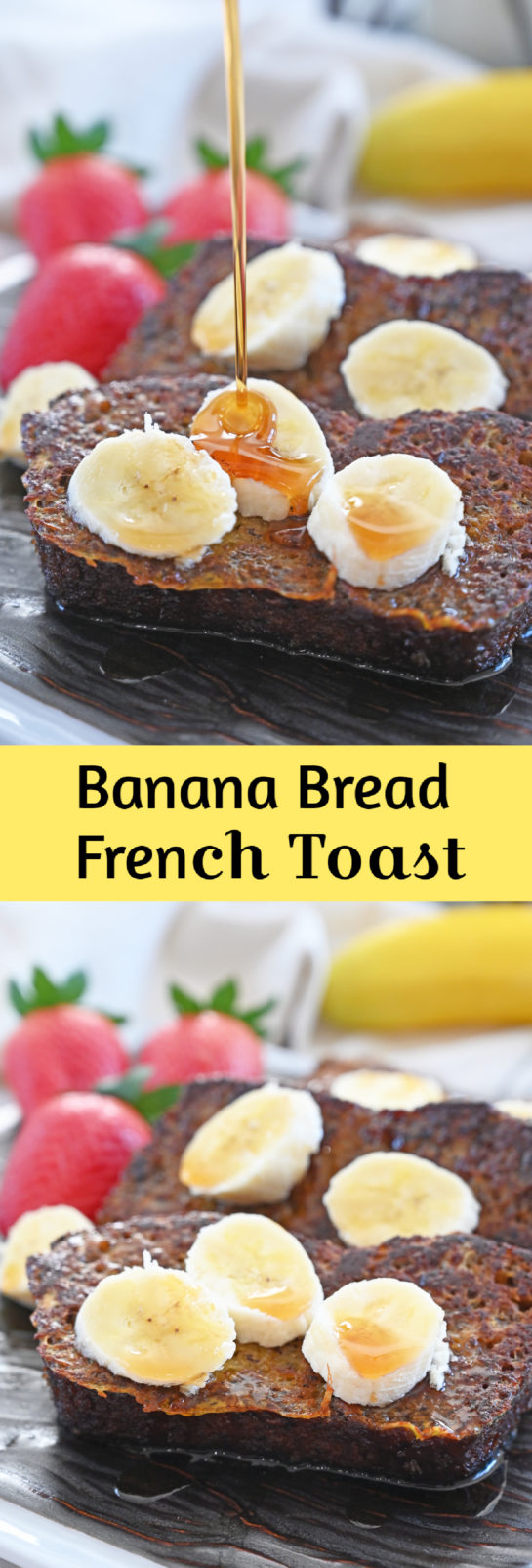 Easy Banana Bread French Toast recipe is a great breakfast/brunch for preparing ahead and it’s loaded with banana flavor! No need to wait for the weekend to enjoy French toast when you can cook up this irresistible banana breakfast!