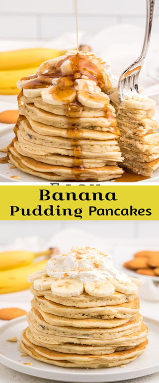 Banana Pudding Pancakes are flavorful enough you don't even need the syrup! They are a quick and easy breakfast idea or brunch recipe you will love!