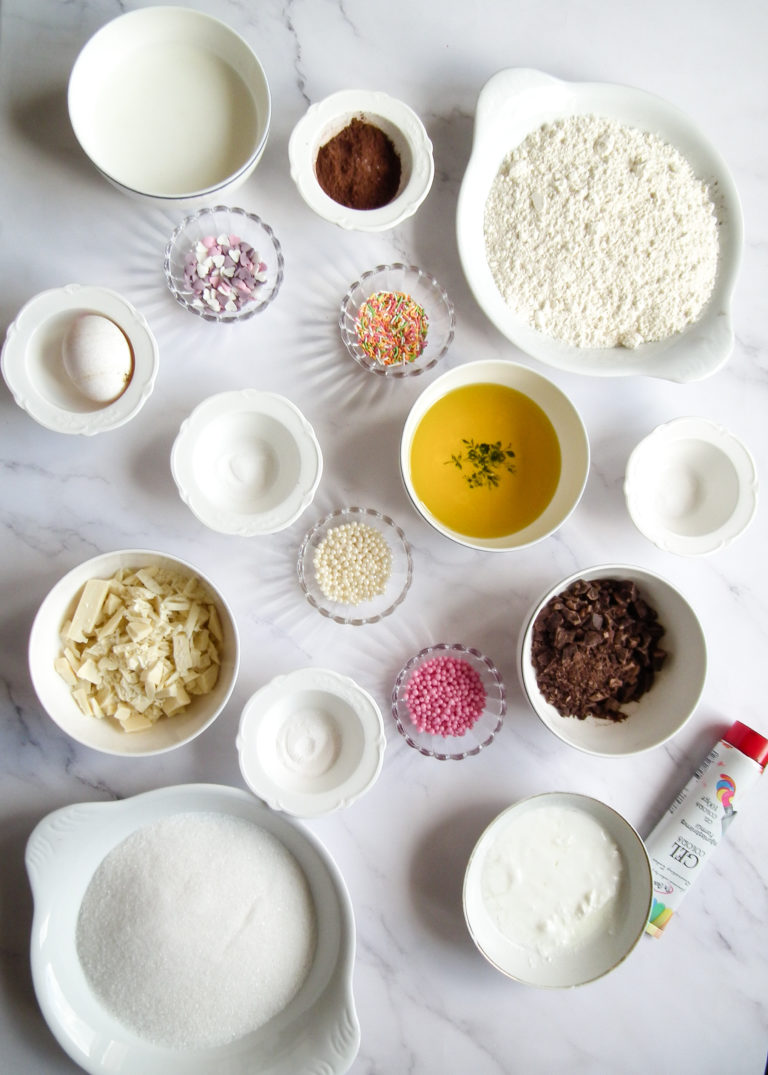 Ingredients needed to make the red velvet truffles recipe