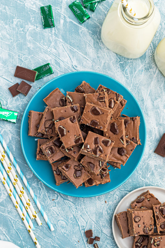 Overhead shot of the Andes Candy Mint Fudge recipe