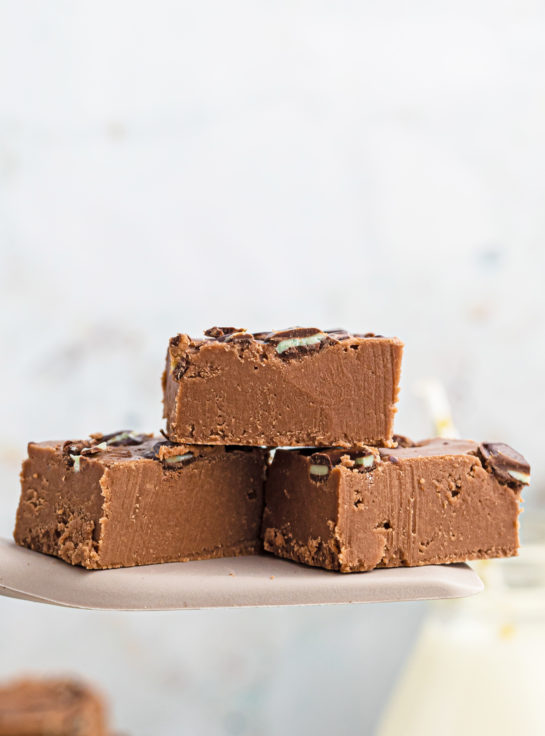 Close-up shot of the Andes Candy Mint Fudge recipe